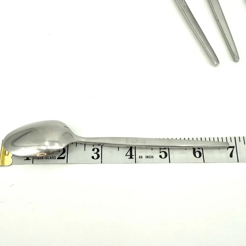 VTG Ron Spray Stainless Flatware Set of 4 Teaspoons 6 3/4” MCM Japan Leaf Sprout